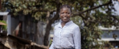 Nancy Barasa poses in Kibera, Kenya